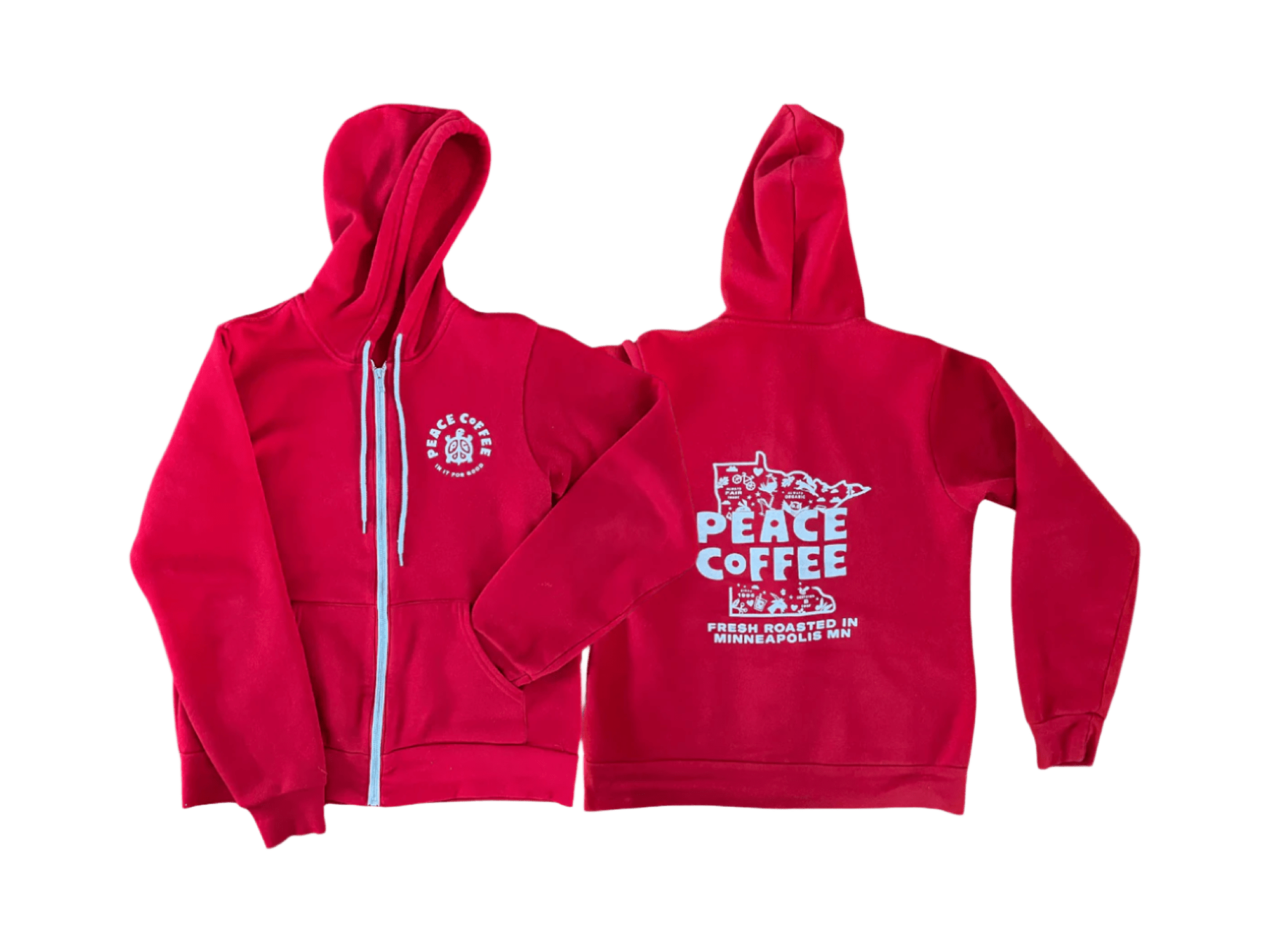 Red Zip Up MN Hoody – Peace Coffee