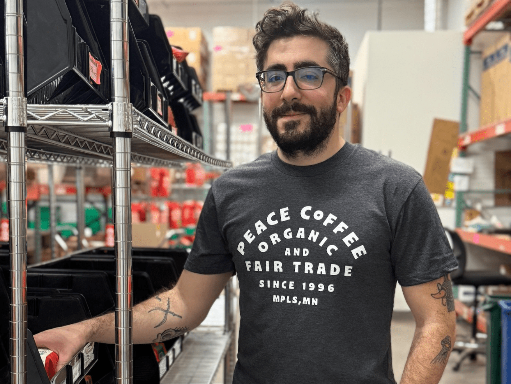 Peace Heather Charcoal Tee - Peace Coffee