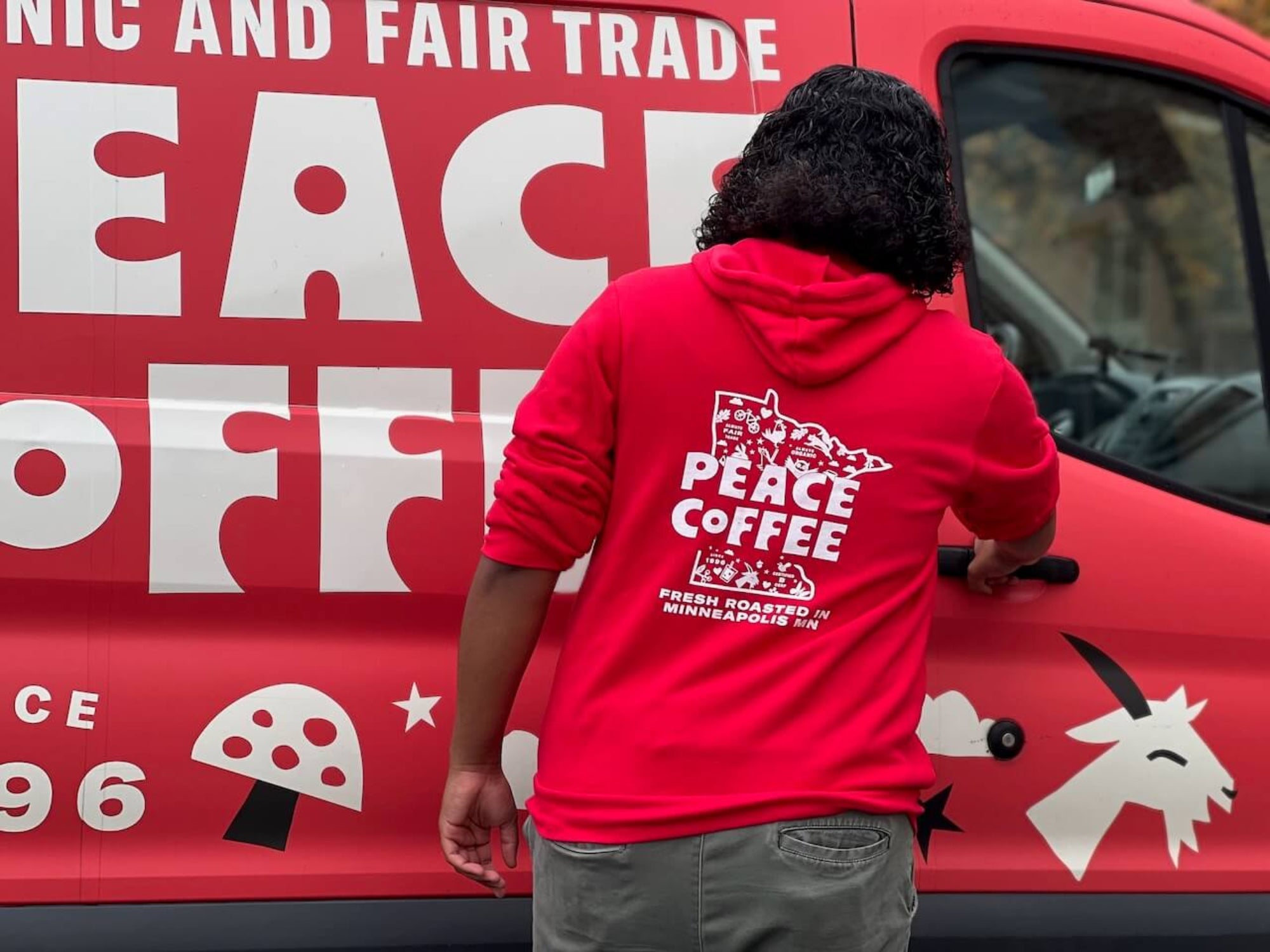 Red Zip Up MN Hoody – Peace Coffee